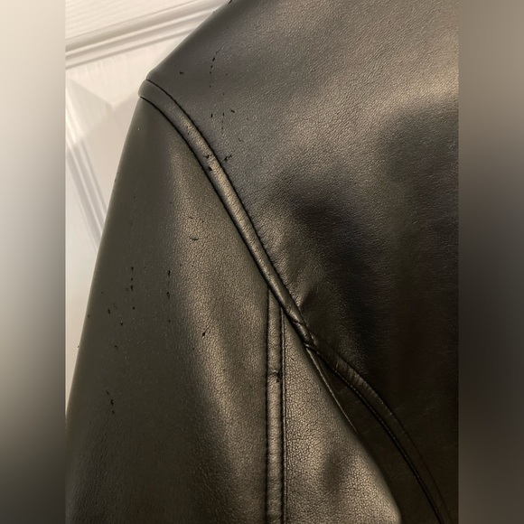 MB Designs by MBJC Classic Fitted Vegan Leather Jacket Edgy Collared with Zipper - Picture 10 of 12